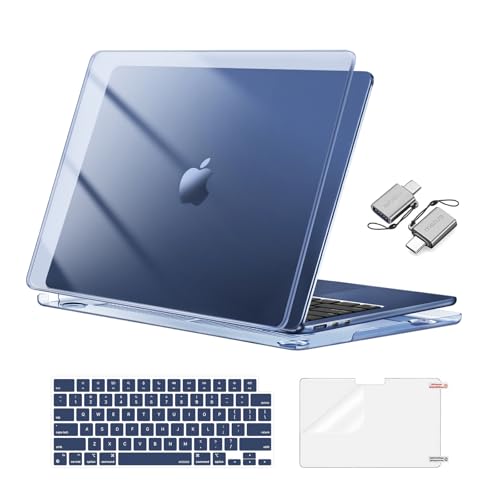 MOSISO Compatible with MacBook Air 13 inch Case M5 2026 M4 2025 M3 M2 2024-2022 A3449 A3240 A3113 A2681, Hard Shell&Keyboard Cover&Screen Film&Type C for MacBook Air 13.6 inch Case, Crystal Midnight