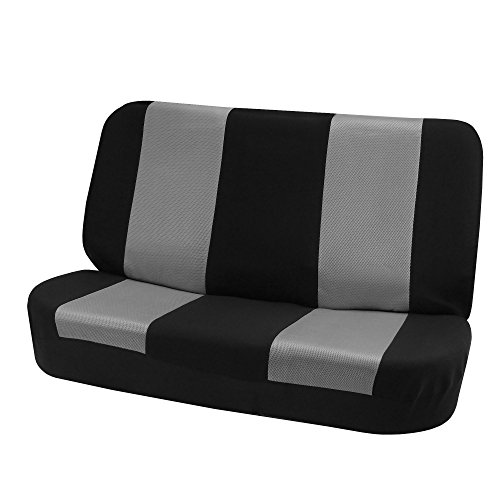 FH Group Automotive Classic Solid Bench Seat Cover Gray Cloth Universal Fit Rear Seat Covers Car Seat Protector for Dogs and Kids, Car Interior Accessories for SUV, Sedan and Van for Back Seat