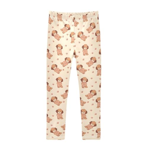 Cute Dog Footprint Pattern Girls Leggings Soft Stretch Workout Yoga Dance Pants for Kids Casual Tights