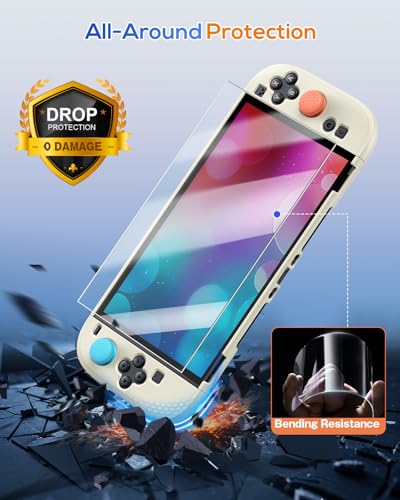 Image of FYOUNG Upgrade Switch 2 Protective Case&Screen Protector Set, Dockable Cover Hard Shell for Nintendo Switch 2 2025 Console Accessories,Travel-Friendly,Kickstand Cutouts(Apricot, for Switch 2 7.9inch)