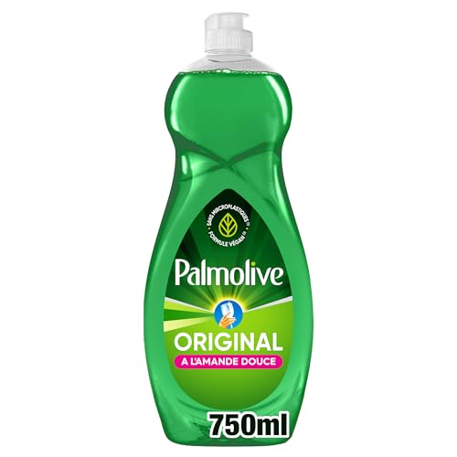 PALMOLIVE - Liquide Vaisselle Palmolive Original à l'Amande Douce - Respectueux de la Peau - Produit Dégraissant Pour une Vaisselle Étincelante - Flacon 750 ml