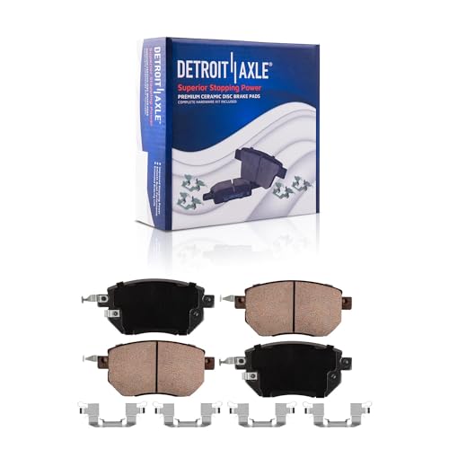 Image of Detroit Axle - Front Brake Kit for 2005-2006 Nissan Altima, 2004-2008 Maxima, 2005-2007 2009-2012 Murano, 2003-2005 Infiniti FX35 FX45 Drilled & Slotted Brake Rotors and Ceramic Brake Pads Replacement