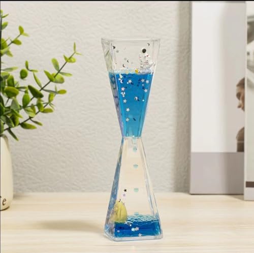 オイルタイマー オシャレ 砂時計 油滴 液体タイマー 可愛い 水時計 置物 オイルモーション おもちゃ カラフル 置物 卓上 装飾品 スパイラル型 ストレス解消グッズ クリスマス プレゼント (ムーンシップ)