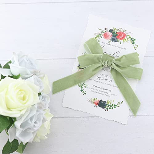 Dindosal Sage Green Velvet Ribbon 1 Inch Single Face Velvet Ribbon For Gift Wrapping, Hair Bows, Choker, Wedding Decorations, Cafts, Bouquets, Baby Shower - 10 Yards #TOP4