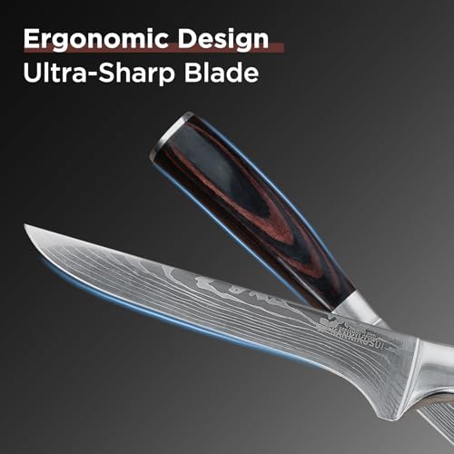KANKIKUSUI Boning Knife 6 Inch, Super Sharp High Carbon Stainless Steel, Professional Boning Knife for Meat Poultry Chicken — view 3