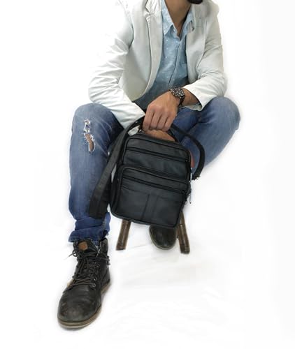 Bolsa carteiro masculina e feminina de couro legitimo (Preta)