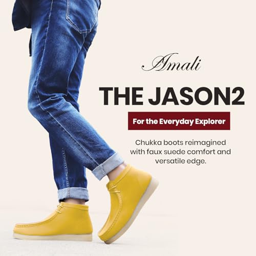 Image of Amali Casual Chukka Boots for Men, High-Top, Lace Up Suede Men's Shoes, Desert Boots with Crepe Rubber Sole