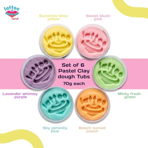 Image of Lattooland Sensory Pastel Clay Dough for Kid | Non-Sticky, Non Toxic Playdough |100% Natural,Taste-Safe & Lab-Certified | Skin-Friendly & Child Safe Organic Clay | Preschool Learning Toy | Age 2+