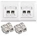 kwmobile Keystone Module Kit - zawiera (4) CAT6A ekranowany moduł keystone RJ45 Ethernet 10 g (2) 2-portowa płyta ścienna i ekranowana metalowa obudowa