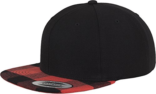 Flexfit Mössa checked flanell peak snapback, Blk/röd, En Storlek