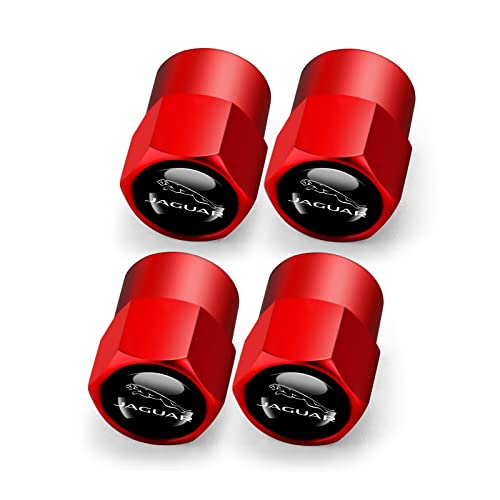 Hisport Fit Jaguar Stem Cap 4pcs Universal Car Tire Valve Stem Caps Air Cover Car Accessories Hex 016 Red Stem Cover - Thumbnail 2