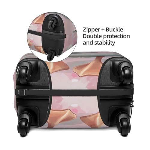 White Duck With Pink Bow On Head Elastic Travel Luggage Covers Dustproof Scratch-Resistant Suitcase Protector Fit 22-24 Inch2