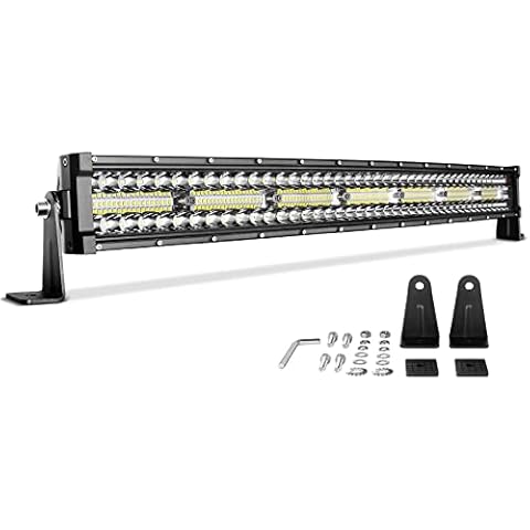 DWVO LED Light Bar 30"(32" with Mounting Bracket) Curved 630W Triple Row 35000LM Upgrade Chipset Led Work Light for Off Road Driving Fog Lamp IP68 Waterproof Spot & Flood Light Bars Cover