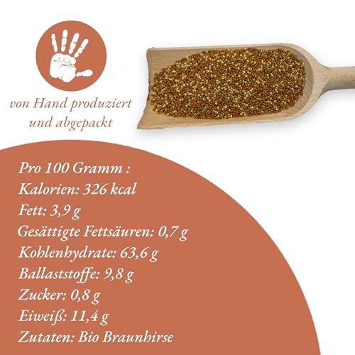 Bio Braunhirse - Natürliches Superfood für eine gesunde Ernährung, ganze Körner,100% aus Österreich (1Kg)