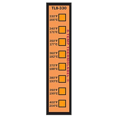 8-Temp Thermolabel 330-400°F Temperature Label Pack of 16 Labels Cover
