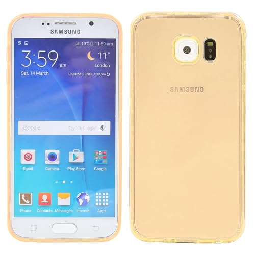 For Samsung Galaxy S6 - Ultra-Thin Transparent Flexible and Shockproof with Back Hard PC Back Cover for Samsung Galaxy S6 (Gold Ultra thin Gel)