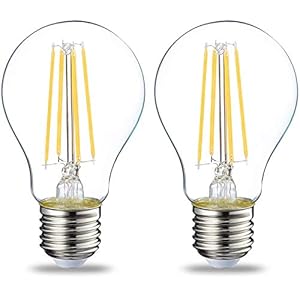 Amazon Basics LED-Leuchtmittel, Edison-Sockel E27, 7 W (entspricht 60-W-Glühbirne), nicht dimmbar, klares Filament, 2 Stück