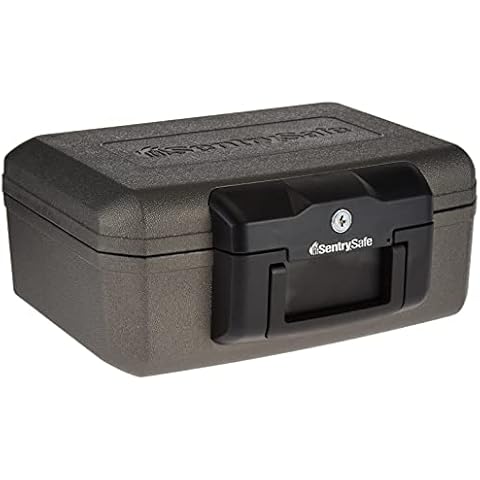 SentrySafe Fireproof Safe with Key Lock, Chest Lock Box for Home or Travel Secures Money, Documents, 0.18 Cubic Feet, 6.1 x 14.3 x 11.2 Inches, 1210 Cover
