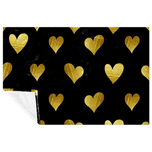 Couverture chaude cœurs dorés le cadeau idéal pour lit et canapé - 2