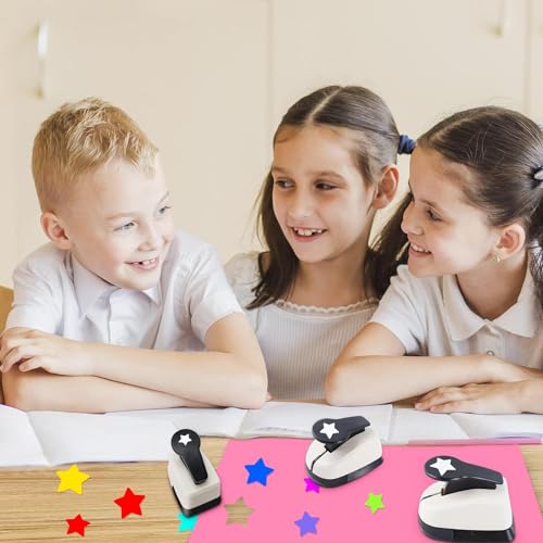 Azonee Star Punch Set - 1 inch, 5/8 inch, 3/8 inch Hole Puncher for Paper Crafts