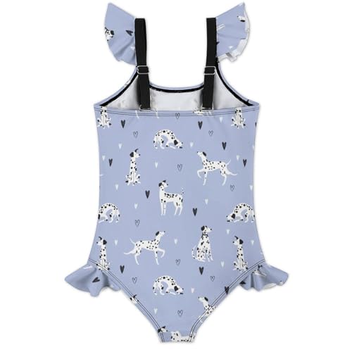 Girls One Piece Swimsuit Cute Funny Dogs Ruffles Swimwear Bathing Suits 3-12 Years2