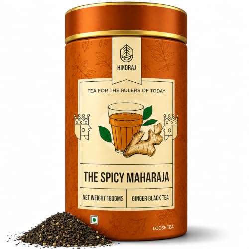 Image of House of Hindraj The Spicy Maharaja Ginger Masala Tea Loose Leaves 180 g Organic Kadak Chai with Real Ginger Warming, Digestive Aid, Rich Aroma, Strong Flavor