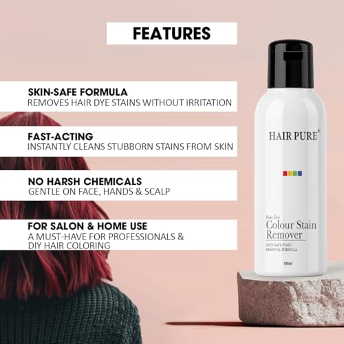 Image of Hair Pure Hair Dye Colour Stain Remover for Skin - 100ml - Skin-Safe Stain Removal Formula | Removes Hair Dye Stains from Neck, Forehead, Ears | Gentle & Effective for All Skin Types