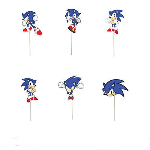 24pc Cut cupcake tooper sonic birthday party candle sonic birthday cupcake toppers party cake decoration