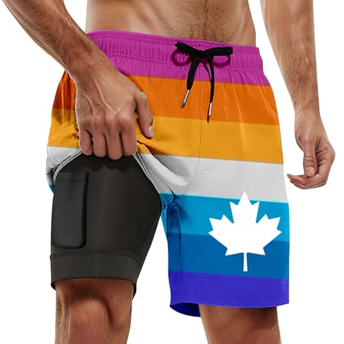 Generisch Bañador largo para hombre, estampado de secado rápido, cintura elástica, ligera, pantalones cortos de baño para vacaciones en la playa y tiempo libre, S-XXL, Trajes De Baño J6-Hot Rosa, 5XL