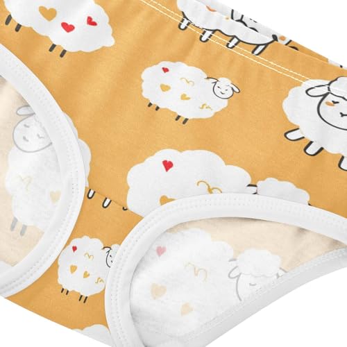 Cute Sheep Animal Orange Little Girl Panties Toddler Underwear Custom Cotton Pattern Underpants Briefs 2t4