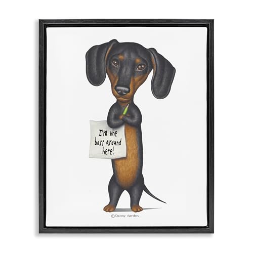 Funny Dachshund Boss Comic, 17 x 21 Inch Canvas in Floater Frame