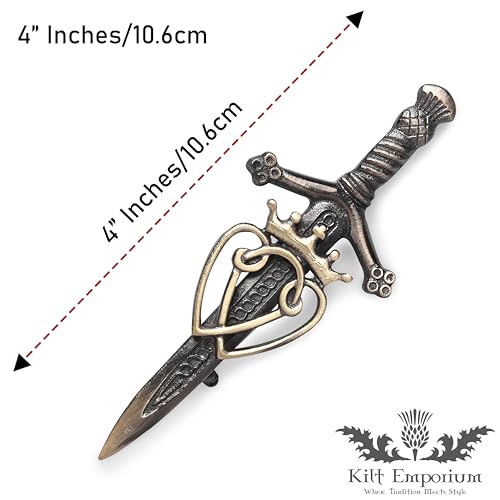 Luckenbooth Celtic Interlace Scottish Kilt Pin Traditional Love Symbol Rust Free Brass - 4 Inch3