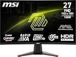 MSI MAG 276CXF, Moniteur de jeu incurvé de 27 po 1500R, 1920 x 1080 (FHD), 0.5ms Rapid VA, 280Hz, FreeSync Premium, HDMI, Displayport, inclinaison, prêt HDR