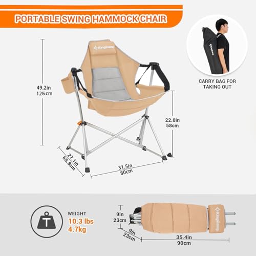 KingCamp Heavy-Duty Hammock Camping Chair, Supports 400lbs - Ideal Swing Chair for Adults - Image 3