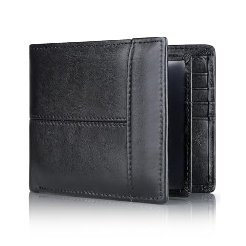 Swallowmall Mens Wallet RFID Blocking Leather Wallets for Men with 1 ID Window Bifold Wallets Men 15 Card Slots Leather Wallet