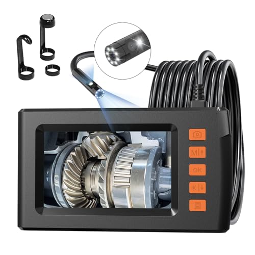 Mycket Dual Lens Industrial Endoscope, 1080P HD Digital Borescope Inspection Camera, Split Screen, IP67 Waterproof Camera, 4.3