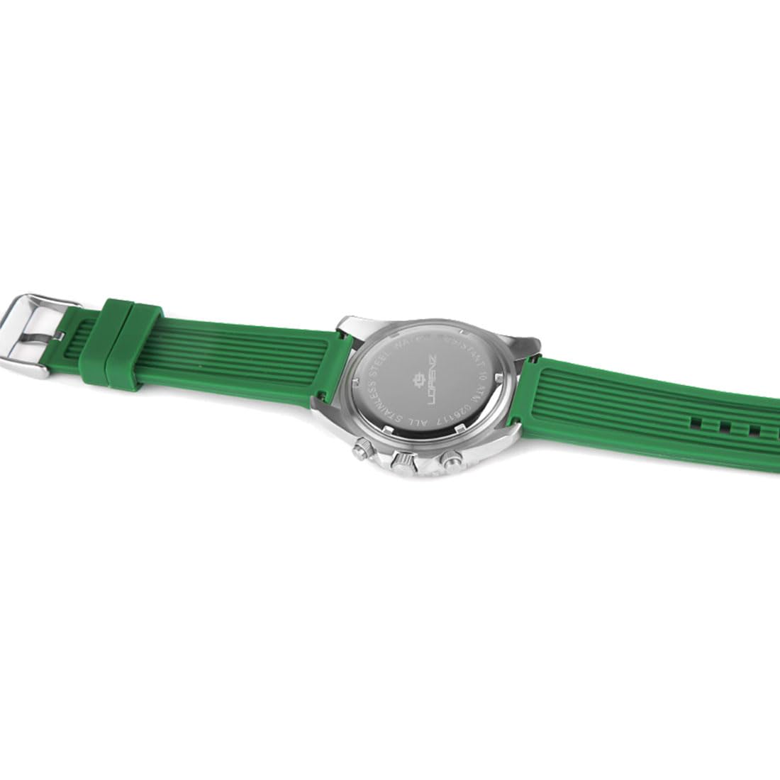 Lorenz 026117GR - Cronografo Sportivo al quarzo - Orologio con cinturino in Gomma verde - Subacqueo fino a 100 metri