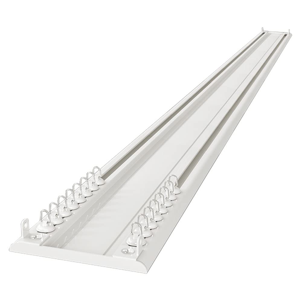 Glissière de Fenêtre Avec Crochets 1-4M, Double Rail Conjoint À Rideau Robuste, Rails En Aluminium, Silence, Blanc/Noir/White/2M/6.5Ft