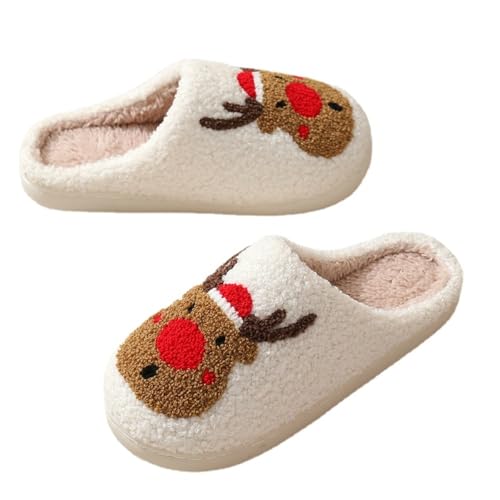Xivyui Christmas Elk Slippers - Comfortable Home Warm Plush Women's Slippers