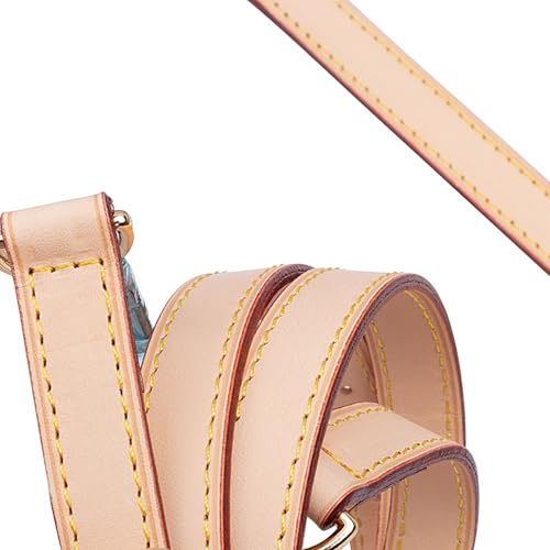 Image of Genuine Vachetta Leather Strap for Bag,Shoulder Purse Strap Replacement Fit for Multi Pochette Accessoires (Apricot-Width:0.43in&Length:35.4in,Double Buckles)