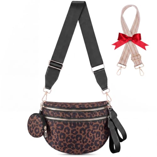 Image of Bum Bags for Women Checkered Crossbody Bag Large Nylon Belt Purse Fanny Packs, Bonus with a Extra Strap