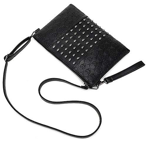 Bolso clutch satchel con calavera punk negro miniatura 4