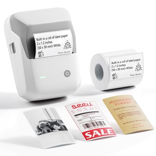 Image of NIIMBOT B1 Pro Label Maker, 300DPI HD Label Printer, Ideal for Photos,Stores,Notes,Study Graphics, Small Business, Built-in a Roll of Label(2 x 1.2 inches-White), Gray