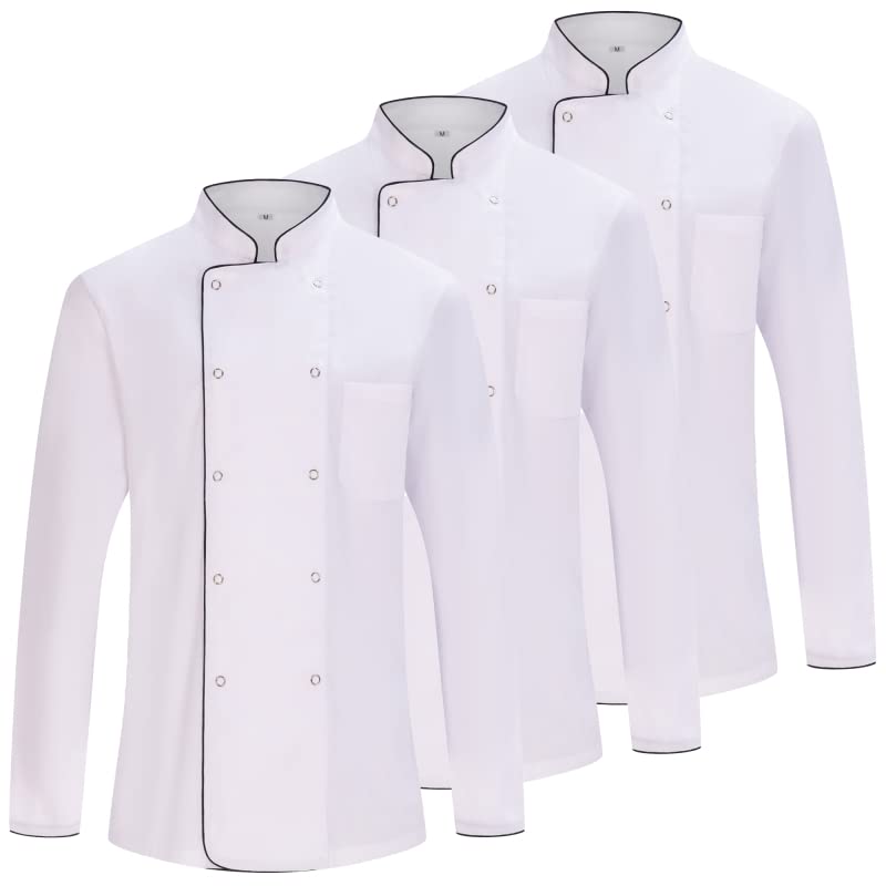 MISEMIYA - Pack 3 Unidades - Chaqueta Cocinero Hombre - Chaqueta de Chef Hombre - Uniforme Hosteleria - - Ref.682B