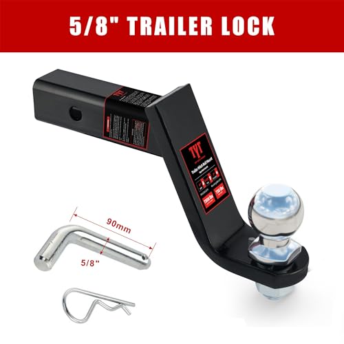 Image of TYT Trailer Hitch Ball Mount Kit, 4-Inch Drop, Fits 2-Inch Receiver, 2-Inch Trailer Ball with 5 /8 inch Hitch Pin Clip, Rated 7,500 lbs GTW / 750 lbs TW