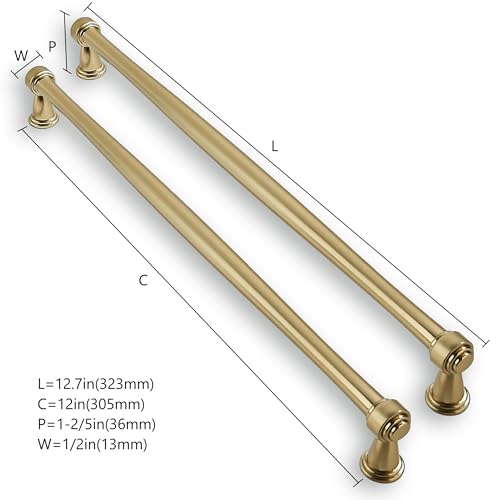 ZAUYX Solid Heavy-Duty 5 Pack 12 Inch Hole Center Champagne Bronze Cabinet pulls Champagne Brass is Suitable for Kitchens cabinets vanities Bathroom cabinets by ZAUYX - Used condition - Image 2