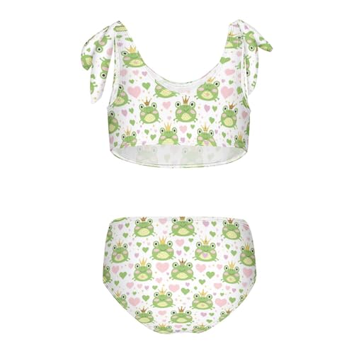Image of Wusikd Pink Bows Girls Swimsuits Two Piece Hearts Ribbons Swimwear Bikini Set for for Girls Size 11-12T