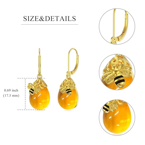 Image of TIGER RIDER Bee /Butterfly /Scorpion /Cactus /Leaf /Beetle 925 Sterling Silver French Clasp Leverback Earrings Amber /Crystal /Citrine /Moonstone /Obsidian /Jade /Rose quartz Pendant Jewelry Gift for Women
