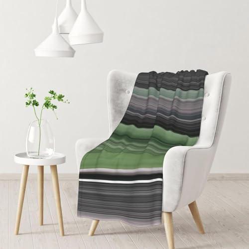 Manta Rayas Verdes 160x220 cm Manta Polar de Franela Rayas Grises para Sofa y Cama, Mantas Ligeras, Caliente y Transpirable, Todas Las Estaciones a-5198