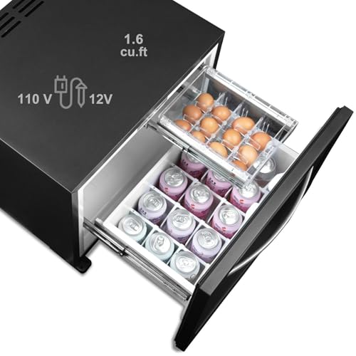 Smad 12 Volt RV Refrigerator 1.6 cu.ft, 12V/110V Drawer